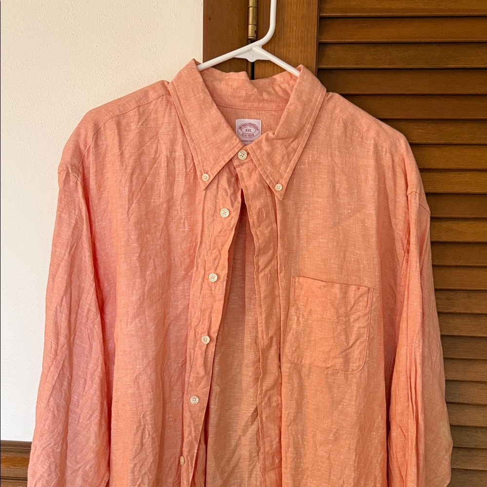 Brooks Brothers Light Orange Linen Shirt